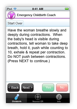 Emergency Childbirth Coach instructions