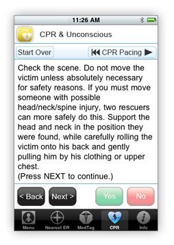 ResQr First Aid & CPR Coach instructions